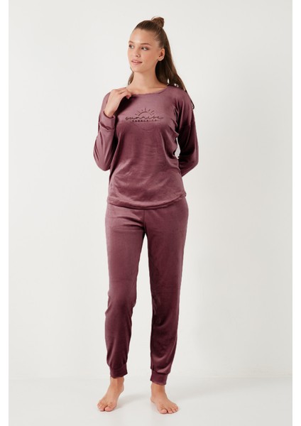 Standart Fit Bisiklet Yaka Pijama Takımı Bayan Pijama Takımı 6094201 fiyatları