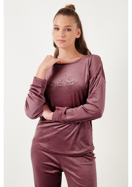 Standart Fit Bisiklet Yaka Pijama Takımı Bayan Pijama Takımı 6094201 fırsatları