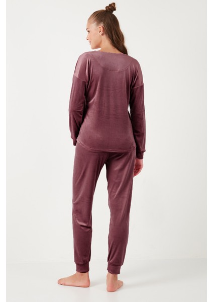 Standart Fit Bisiklet Yaka Pijama Takımı Bayan Pijama Takımı 6094201