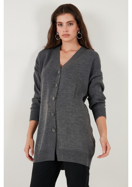 V Yaka Düğmeli Triko Hırka Bayan Hırka 4616031 fırsatları