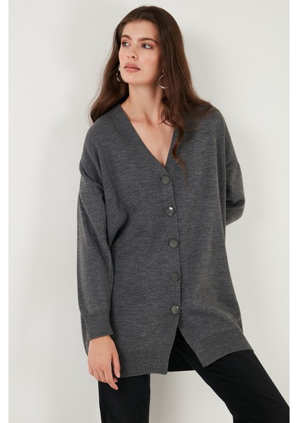 V Yaka Düğmeli Triko Hırka Bayan Hırka 4616031 indirimleri