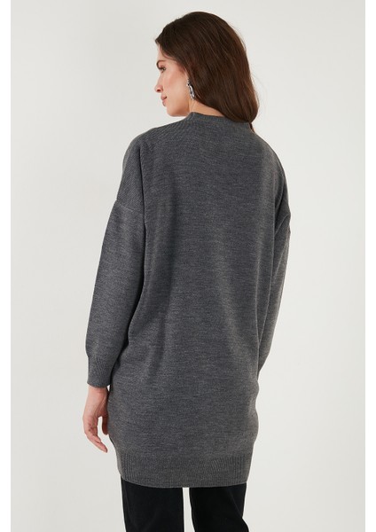 V Yaka Düğmeli Triko Hırka Bayan Hırka 4616031
