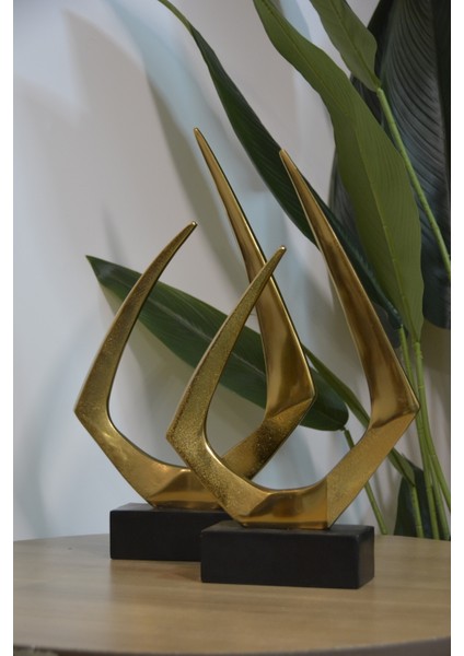 2'li Döküm Üçgen Formlu Dekoratif Obje Ithal Gold 45CM - 41CM fırsatları