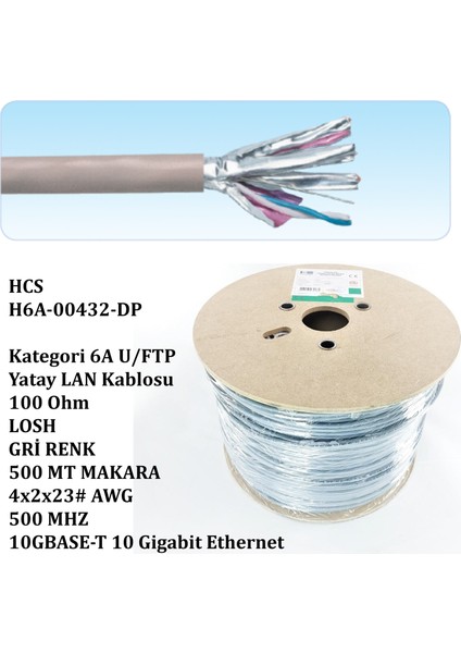 H6A-00432-DP CAT6A U/ftp Data Kablosu 10G 500MHZ 500 mt Makara fiyatları