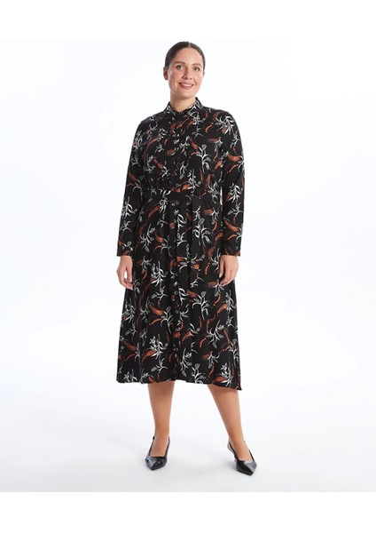 Lcw Grace Siyah Desenli Kadın Gömlek Elbise