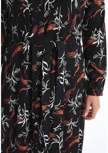 Lcw Grace Siyah Desenli Kadın Gömlek Elbise modelleri