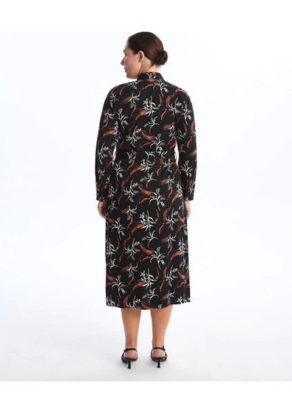Lcw Grace Siyah Desenli Kadın Gömlek Elbise fırsatları
