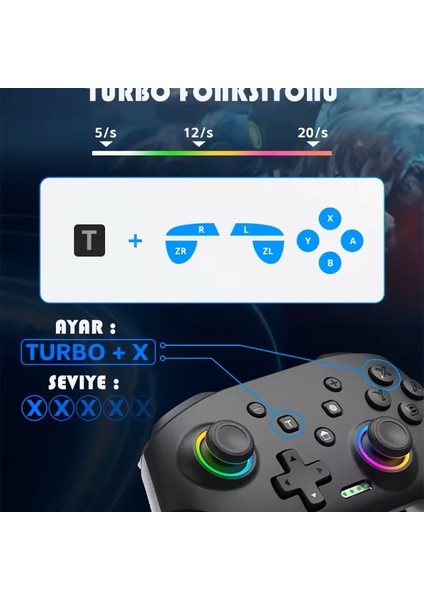 S-80 Rgb Kablosuz Joystick Wireless Oyun Kolu Pc/switch/oled Için Oyun Kolu Nintendo Swich Uyumlu Pc Laptop modelleri