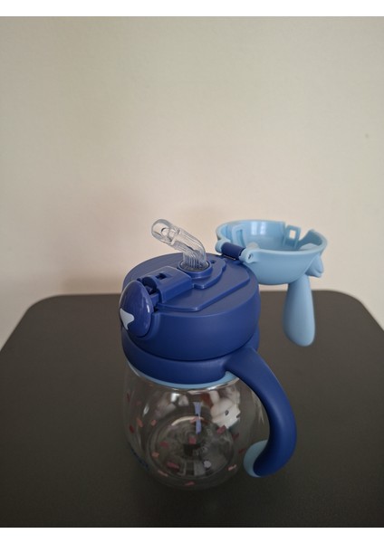 Esnek Tavşan Kulaklı Ölçülü Çift Kulplu Matara 370 ml Mavi modelleri