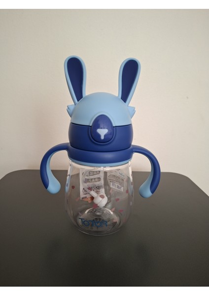 Esnek Tavşan Kulaklı Ölçülü Çift Kulplu Matara 370 ml Mavi fırsatları