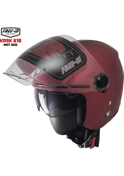 Free-M 618 Yarım Kask Mat Kırmızı(Güneş Vizörlü) fiyatları