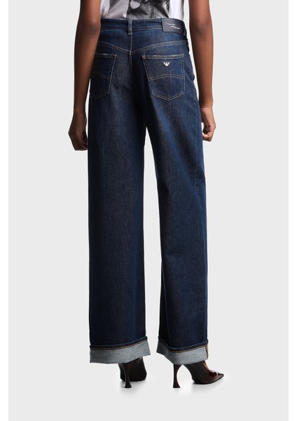 Pamuklu Relaxed Fit Geniş Paça Vintage Görünümlü Jeans Bayan Kot Pantolon EW000737 AF17033 MB001 modelleri