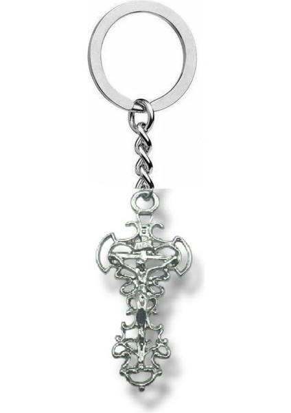 Gotik Punk Lolita Desenli Hz. Isa Haç Metal Anahtarlık – Unisex Alternatif & Gotik Aksesuar