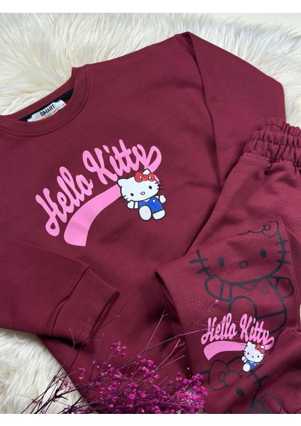 Matu Kids Bordo Kız Çocuk Hello Kitty Baskılı Eşofman Takım 3/10 Yaş