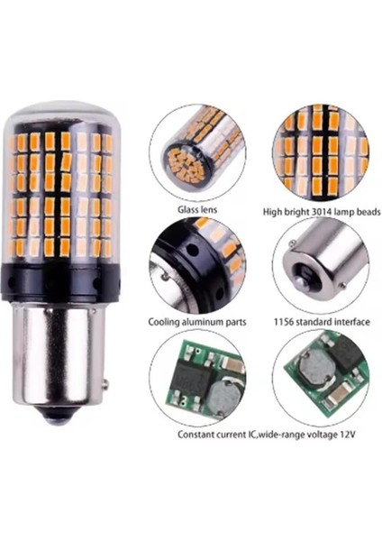 Oto Sinyal Ampulü 144 LED Turuncu Sinyal Ampulü Tak Kullan