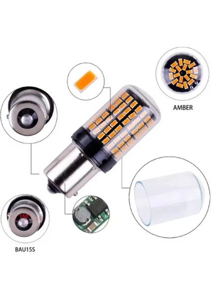 Oto Sinyal Ampulü 144 LED Turuncu Sinyal Ampulü Tak Kullan