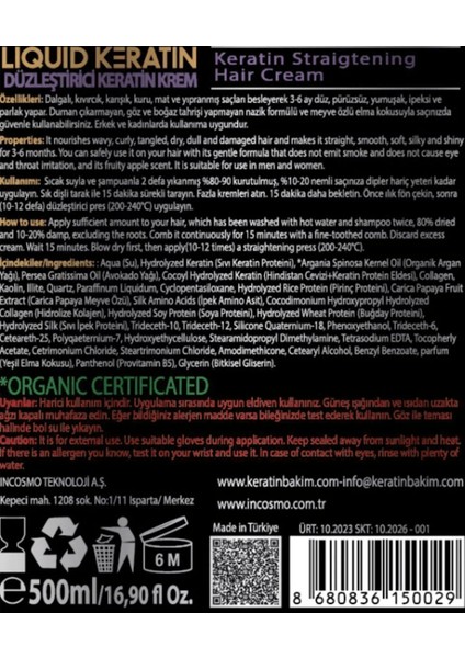 Saç Keratin Bakım Kremi - Kuru, Sert, Yıpranmış Kabaran Saçlar Için Pürüzsüz Yumuşak Nemli (500ML) modelleri