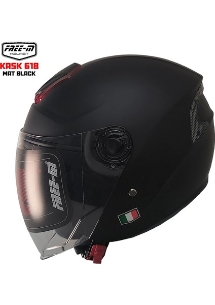 Free-M 618 Yarım Kask Mat Siyah(Güneş Vizörlü)