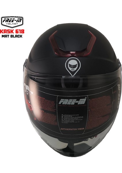 Free-M 618 Yarım Kask Mat Siyah(Güneş Vizörlü) fırsatları