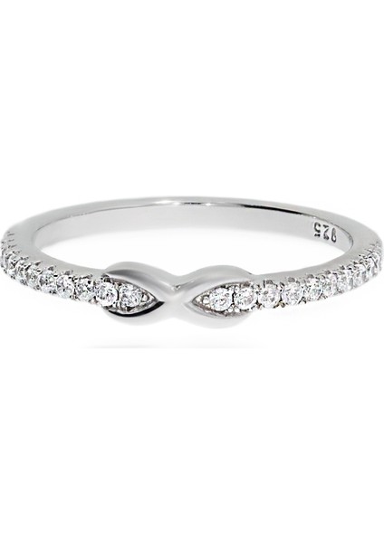 Kadın Sonsuzluk Sembolü Detay Taşlı Gümüş Yüzük
