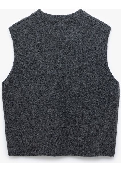 Fiyonk Desenli Bisiklet Yaka Kolsuz Triko Süveter fırsatları