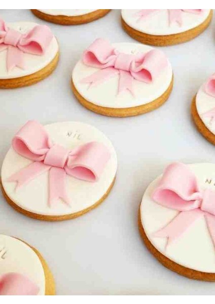 Kişiye Özel Kurdale Temalı Yuvarlak Kurabiye Doğum günü , söz,nişan ,baby shower-20'li
