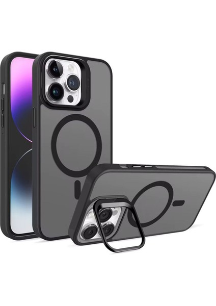 iPhone 16 Pro Uyumlu Kenarları Renkli Stand Magsafe Kılıf