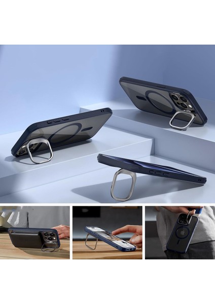 iPhone 16 Pro Uyumlu Kenarları Renkli Stand Magsafe Kılıf modelleri