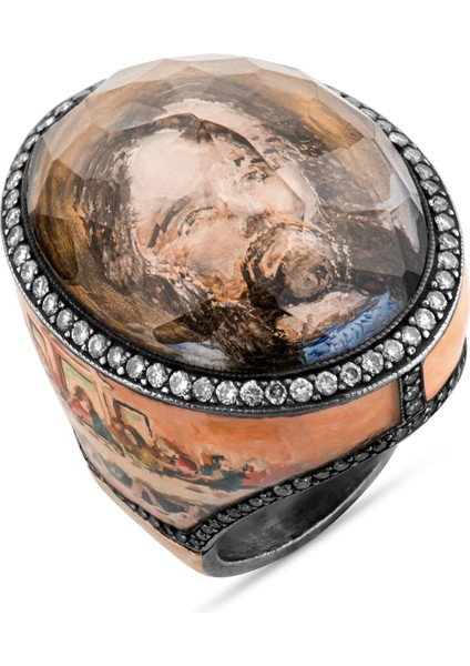 1.90 Karat Pırlanta Yüzük, Hz. Isa Motifli, Gerçek Pırlanta, Sertifikalı Mücevher