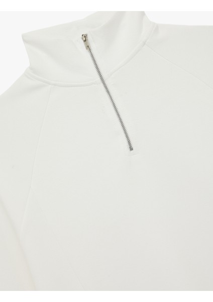 Rahat Kalıp Modal Kumaş Uzun Kollu Dik Yaka Yarım Fermuarlı Sweatshirt modelleri