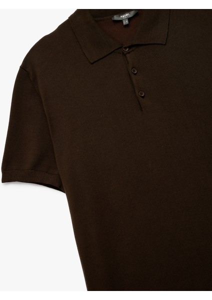 Regular Fit Düğmeli Polo Yaka Pamuklu Kısa Kollu Triko Tişört indirimleri