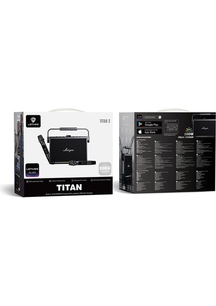 Titan 2 Serisi Rgb Işıklı Çift Mikrofonlu Tws Bluetooth Speaker Hoparlör V5.3 5000MAH Siyah