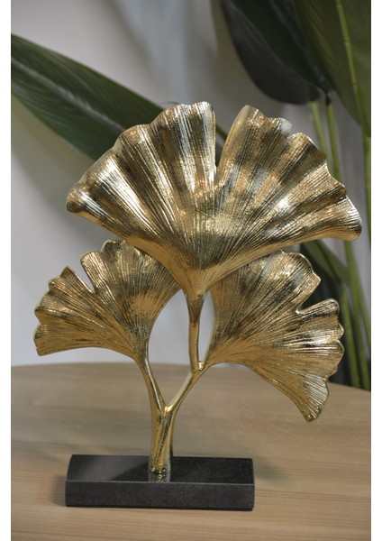 Dekoratif Ginko Yaprak Orta Boy Obje 33 cm Gold fiyatları
