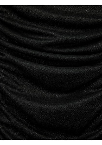 Simli Tek Omuz Uzun Kollu Drapeli Mini Abiye Elbise indirimleri