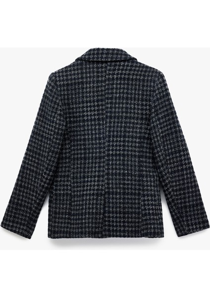 Kruvaze Yaka Cepli Uzun Kollu Ekose Tüvit Kısa Blazer Ceket fırsatları