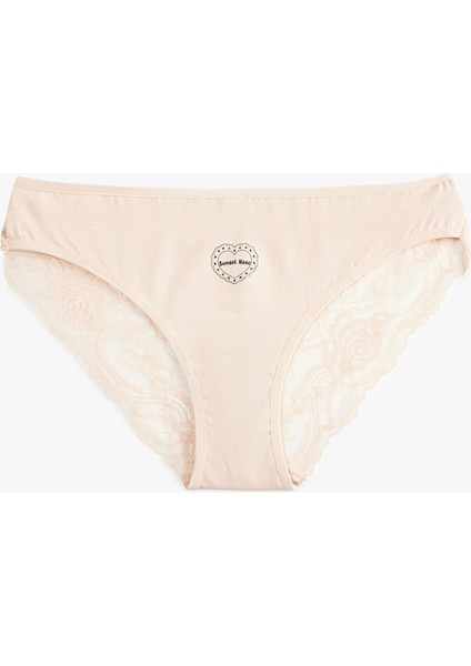 Arkası Dantel Detaylı Baskılı Brazilian Külot