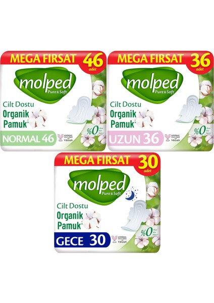 Pure&soft Hijyenik Ped Avantaj Pk Normal 46 + Uzun 36 + Gece 30 Toplam : 112 Adet