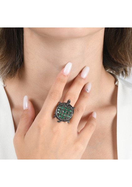 2.55 Karat Pırlanta Zümrüt Yüzük, Kaplumbağa Figürlü, Gerçek Pırlanta, Sertifikalı Mücevher modelleri