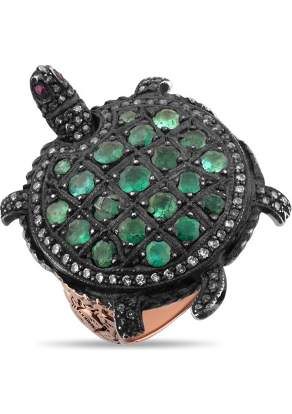 2.55 Karat Pırlanta Zümrüt Yüzük, Kaplumbağa Figürlü, Gerçek Pırlanta, Sertifikalı Mücevher fırsatları