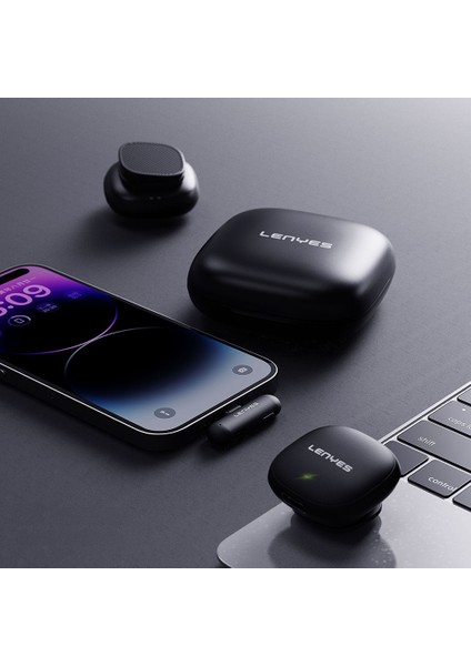 LM210 Lightning Portlu Yapay Zeka Gürültü Önleyici Özellikli Kablosuz Yaka Mikrofonu Siyah indirimleri