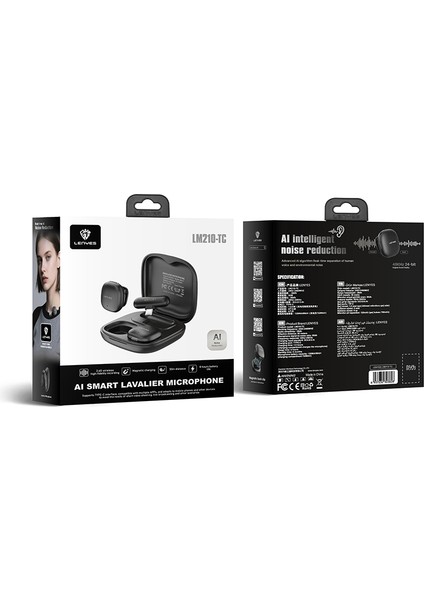 LM210 Lightning Portlu Yapay Zeka Gürültü Önleyici Özellikli Kablosuz Yaka Mikrofonu Siyah