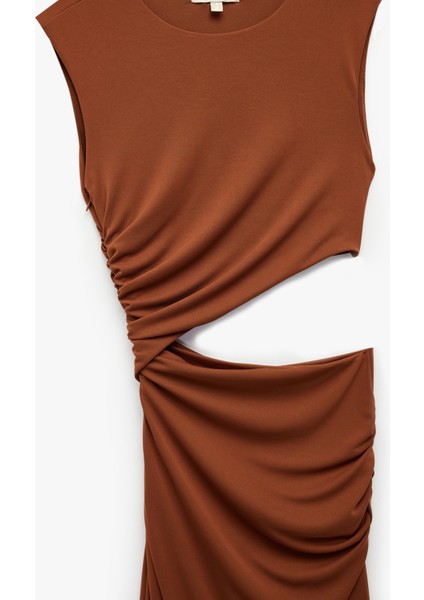 Kolsuz Drapeli Pencere Detaylı Bisiklet Yaka Uzun Bodycon Elbise indirimleri