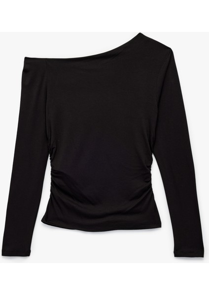 Slim Fit Omzu Açık Uzun Kollu Viskon Drapeli Tişört fiyatları