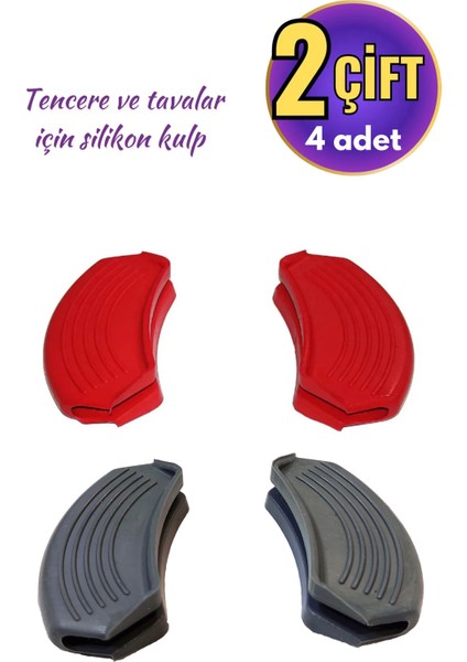 Silikon Tencere Tava Tutacağı Yanmaz Yapışmaz Tutamaç Eldiven 9x4 cm Renkli 2 Çift 4 Adetten Oluşur modelleri