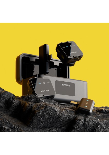 LM205 2in1 Yapay Zeka Gürültü Engelleyici Type-C ve Lightning Bağlantılı Yaka Mikrofonu Siyah