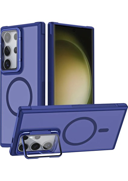 Samsung Galaxy S24 Ultra Uyumlu Standlı Kamera Kısmı Cam Korumalı Arkası Mat Renkli Magsafe Kılıf fiyatları