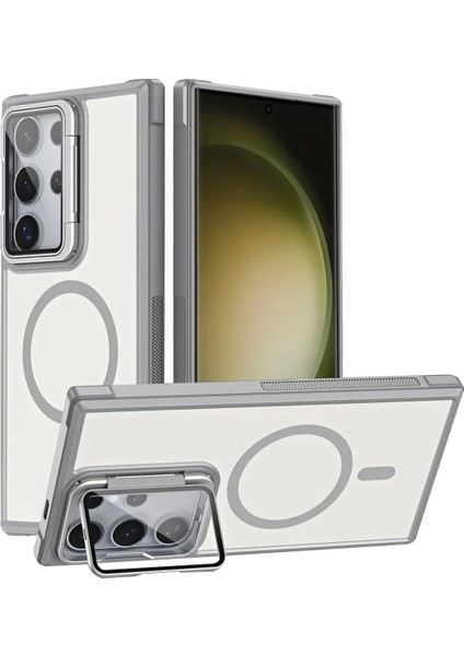 Samsung Galaxy S24 Ultra Uyumlu Standlı Kamera Kısmı Cam Korumalı Arkası Mat Renkli Magsafe Kılıf indirimleri