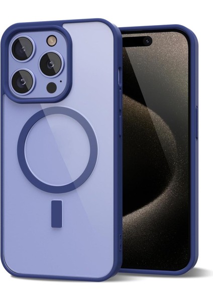 iPhone 15 Pro Uyumlu Kenarları Renkli Şeffaf Magsafe Kılıf