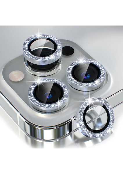 iPhone 13 Pro/ 13 Pro Max Uyumlu Alüminyum Alaşım Işıldayan Siyah Simli Kamera Lens Koruyucu(3'lü) fiyatları