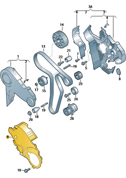 Vw Golf 6 2009-2012 1.6tdi Motor Triger Alt Kapağı 03L109147B fiyatları